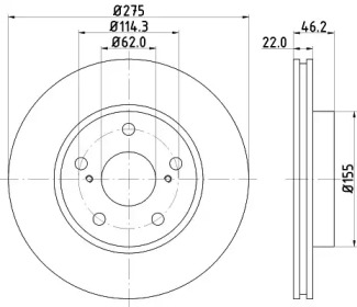 Купить запчасть Nisshinbo - ND1022K Диск тормозной перед TOYOTA COROLLA Saloon (_E15_) 1.6 Dual VVTi (ZRE141) 01.2007 - <=> TOYOTA COROLLA Saloon (_E18_, ZRE1_) 1.6 (ZRE171_) 06.2013 -