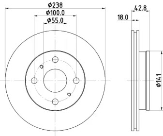 Купить запчасть Nisshinbo - ND1073K Диск тормозной перед TOYOTA STARLET (_P9_) 1.3 (EP91_) 01.1996 - 10.1999 <=> TOYOTA STARLET (_P8_) 1.3 12V (EP81_) 12.1989 - 12.1992
