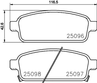 Купить запчасть Nisshinbo - NP6055 Колодки тормозные дисковые зад CHEVROLET CRUZE (J300) 1.6 05.2009 - <=> CHEVROLET CRUZE (J300) 1.8 05.2009 -