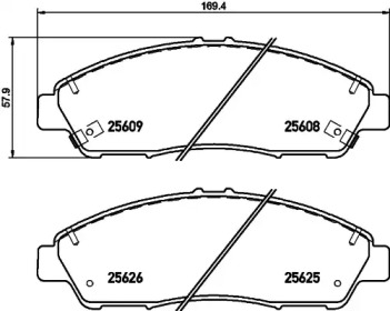 Купить запчасть Nisshinbo - NP8034 Колодки тормозные дисковые перед HONDA PILOT 3.5 4WD 01.2011 -  <=> ACURA MDX (YD3) 3.5 iVtec AWD 01.2014 - 