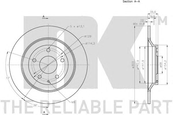 Купить запчасть NK - 203279 Диск тормозной задний 303x10 5 отв. 203279
