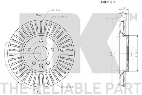 Купить запчасть NK - 203675 Диск тормозной передний  OPEL Astra-J, Zafira-C (321x30mm) 203675