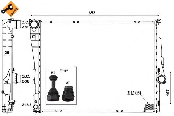 Купить запчасть NRF - 51580 Радиатор двигателя (Al) BMW 3 2.0D 98- 51580