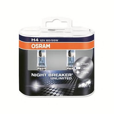 Купить запчасть OSRAM - 64193NBUHCB OSRAM H4 Night Breaker Unlimited 12V 60/55W, 2шт., 64193NBU-HCB