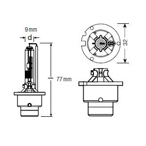 Купить запчасть OSRAM - 66250 Лампа автомобильная 66250 35W P32D-3 4X1 1A OSRAM