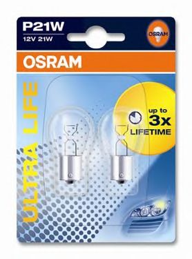 Купить запчасть OSRAM - 7506ULT-02B Лампа P21W BA15s Ultra Life блистер 2шт 12V 7506ULT-02B 4008321415141