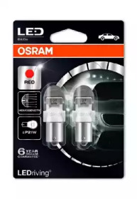 Купить запчасть OSRAM - 7556R02B OSRAM LED Premium Red P21W 12V 2.0W, 2шт, 7556R-02B