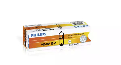 Купить запчасть PHILIPS - 12036BVCP Стандартные лампы для салона и сигнальные лампы BlueVision H6W/12 В/6 Вт