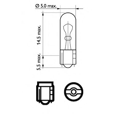 Купить запчасть PHILIPS - 12061CP Стандартные лампы для салона и сигнальные лампы Vision W2, 3W/12 В/2,3 Вт