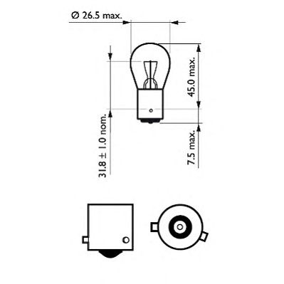 Купить запчасть PHILIPS - 12088CP Стандартные лампы для салона и сигнальные лампы Vision PR21W/12 В/21 Вт