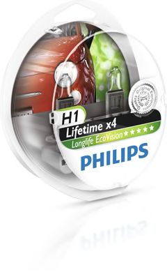 Купить запчасть PHILIPS - 12258LLECOS2 Лампа для автомобильных фар LongLife EcoVision H1/12 В/55 Вт