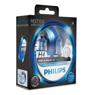 Купить запчасть PHILIPS - 12342CVPBS2 Лампа для автомобильных фар, голубой ColorVision H4/12 В/60/55 Вт