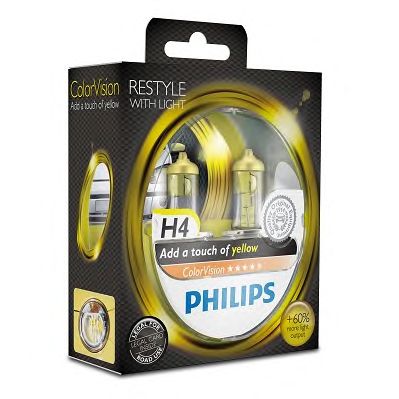 Купить запчасть PHILIPS - 12342CVPYS2 Лампа для автомобильных фар, желтый ColorVision H4/12 В/60/55 Вт