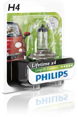 Купить запчасть PHILIPS - 12342LLECOB1 Лампа для автомобильных фар LongLife EcoVision H4/12 В/60/55 Вт