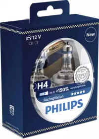 Купить запчасть PHILIPS - 12342RVS2 PHILIPS Racing Vision +150% H4 12V 60/55W (P43t), 2 шт., 12342RVS2