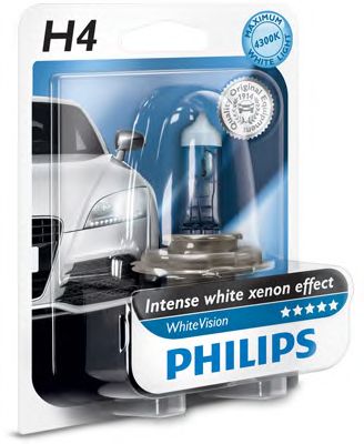 Купить запчасть PHILIPS - 12342WHVB1 Лампа для автомобильных фар WhiteVision H4/12 В/60/55 Вт