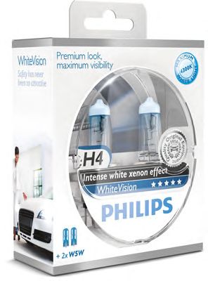 Купить запчасть PHILIPS - 12342WHVSM Лампа для автомобильных фар WhiteVision H4/12 В/60/55 Вт