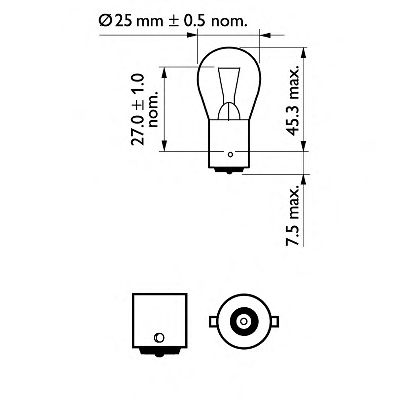 Купить запчасть PHILIPS - 12445CP Стандартные лампы для салона и сигнальные лампы Vision P25/12 В/18 Вт