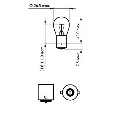 Купить запчасть PHILIPS - 12498B2 Стандартные лампы для салона и сигнальные лампы Vision P21W/12 В/21 Вт