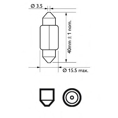 Купить запчасть PHILIPS - 12850CP Стандартные лампы для салона и сигнальные лампы Vision Фестон C15W/12 В/15 Вт