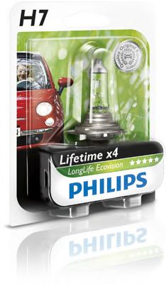 Купить запчасть PHILIPS - 12972LLECOB1 Лампа для автомобильных фар LongLife EcoVision H7/12 В/55 Вт