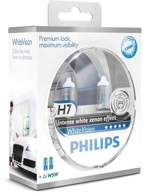 Купить запчасть PHILIPS - 12972WHVSM Лампа для автомобильных фар WhiteVision H7/12 В/55 Вт