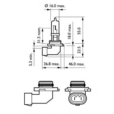 Купить запчасть PHILIPS - 9005PRC1 Лампа для автомобильных фар Vision HB3/12 В/65 Вт