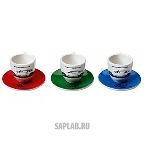 Купить запчасть PORSCHE - WAP0500300G Набор из трех чашек для эспрессо Porsche Espresso cups, set of 3 – RS 2.7 Collection, артикул WAP0500300G