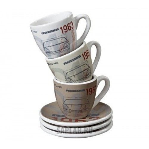 Купить запчасть PORSCHE - WAP0503000H Набор из трех чашек для эспрессо Porsche Espresso cups, Classic, limited edition, артикул WAP0503000H