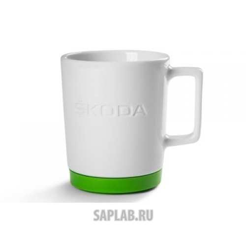 Купить запчасть SKODA - 000069601BK Фарфоровая кружка Skoda Mug with Green Silikone Pad, White/Green