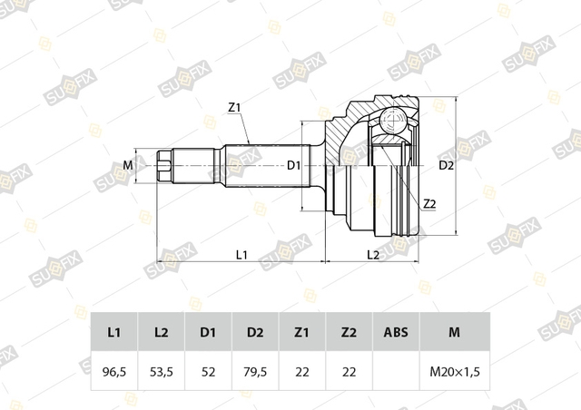 Купить запчасть SUFIX - ST1008 ШРУС наружный перед прав/лев CHEVROLET Aveo 1.4 03-08/Kalos 1.4 05>, DAEWOO Kalos 1.4 02>