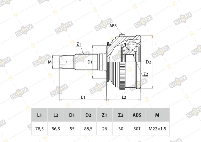 Купить запчасть SUFIX - ST1023 ШРУС наружный перед прав/лев HONDA Civic 1.5-1.6 91-05