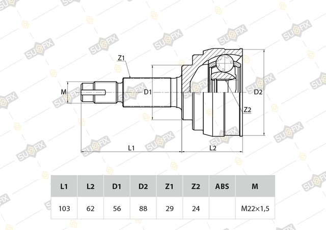 Купить запчасть SUFIX - ST1062 ШРУС наружный перед прав/лев NISSAN Teana(J31/J32) 2.0-2.5 06> / Juke 1.6 4WD 10> / Serena(C25) 2.0 05> / Lafesta 2.0 04-10 / Presage(U31) 2.5 03>