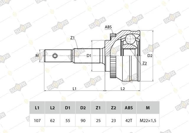 Купить запчасть SUFIX - ST1093 ШРУС наружный перед прав/лев NISSAN Sunny(B13) 1.6 92-95/Pulsar 1.5-1.6 90> / Almera(N15) 1.6-2.0D 95-00