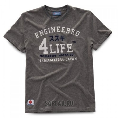 Купить запчасть SUZUKI - 990F0FTS0200S Мужская футболка Suzuki Men’s Engineered 4 Life T-Shirt, Grey, артикул 990F0FTS0200S