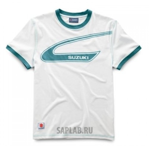 Купить запчасть SUZUKI - 990F0HTS0300S Мужская футболка Suzuki TM250 Tank Design T-Shirt, White with green, артикул 990F0HTS0300S