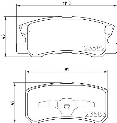 Купить запчасть Textar - 2358202 Колодки тормозные дисковые зад MITSUBISHI OUTLANDER II (CW_W) 2.4 4WD (CW5W) 09.2007 - 11.2012 <=> MITSUBISHI ASX (GA_W_) 1.8 02.2010 - 