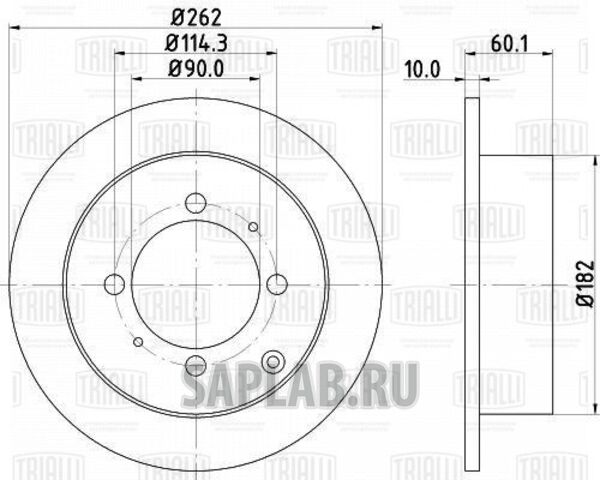 Купить запчасть TRIALLI - DF117202 Диск торм. зад. для ам Mitsubishi Lancer IX (00-) d262, 4 шпильки (DF 117202)