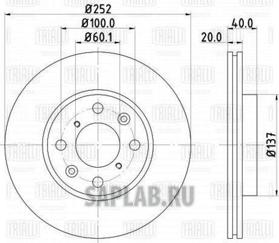 Купить запчасть TRIALLI - DF240107 Диск торм. перед. для ам Suzuki Swift III (05-) d252 (DF 240107)