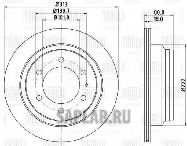 Купить запчасть TRIALLI - DF270304 Диск торм. зад. для ам Great Wall Hover (05-) d313 (DF 270304)