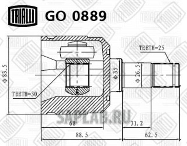 Купить запчасть TRIALLI - GO0889 ШРУС внутренний Hyundai Elantra 00-1.5/1.6 GO0889