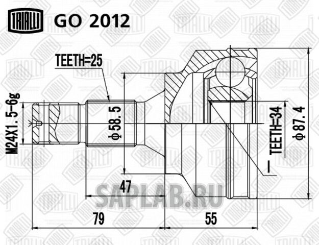 Купить запчасть TRIALLI - GO2012 ШРУС наружный Peugeot 307 00-/Citroen C4 04- 1.6/2.0 AT/MT GO2012