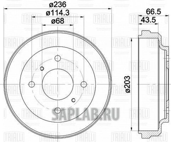 Купить запчасть TRIALLI - TF214072 Барабан торм. для ам Nissan Almera (N16) (00-) d203 (TF 214072)