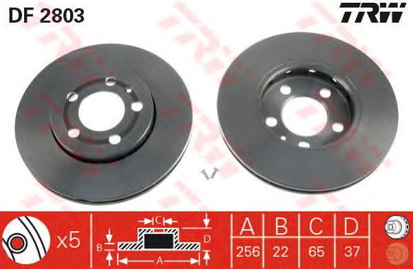 Купить запчасть TRW - DF2803 Диск тормозной передний VW POLO SEDAN, GOLF IV-V, SKODA OCTAVIA (1U_) DF2803