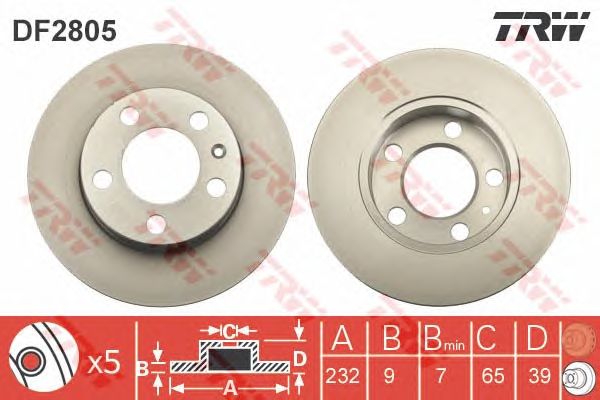 Купить запчасть TRW - DF2805 Диск тормозной зад AUDI A1 2010 >>, A2 2002 - 2005, A3 1996 >>, TT 1998 - 2006Shenyang Brilliance Jinbei Automobile Co., Ltd. H530 2011 >>, JUNJIE CROSS 2009 >>, JUNJIE FRV 2008 - 2010, JUNJIE FSV 2009 >>