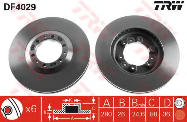 Купить запчасть TRW - DF4029 Диск тормозной перед ISUZU TFR/TFS 1990 - 2000, TROOPER 1991 >>ISUZU TROOPER 1991 >>