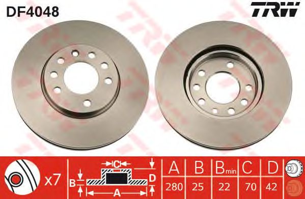 Купить запчасть TRW - DF4048 Диск тормозной передний OPEL ASTRA H, MERIVA A-B, ZAFIRA A-B DF4048