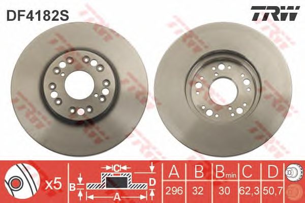 Купить запчасть TRW - DF4182S Диск тормозной перед LEXUS GS (_S16_) 300 (JZS160_) 08.1997 - 10.2000 <=> LEXUS LS (_F3_) 430 10.2000 - 08.2006