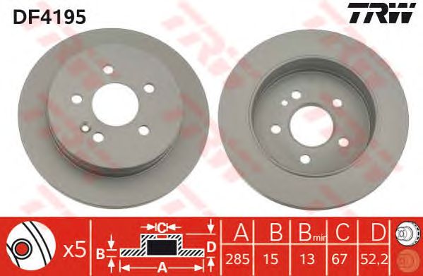 Купить запчасть TRW - DF4195 Диск тормозной зад MERCEDES BENZ M-CLASS 1998 - 2005MERCEDES BENZ M-CLASS 1998 - 2005