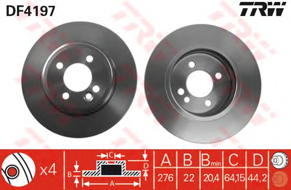 Купить запчасть TRW - DF4197 Диск тормозной передний MINI (R50) 01-06 DF4197